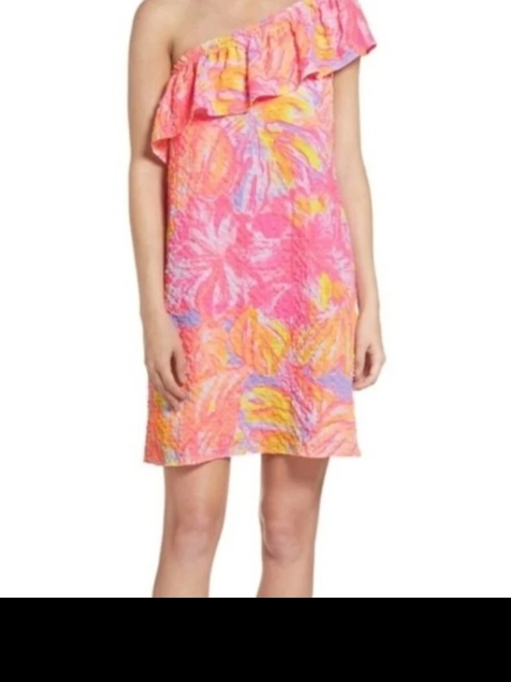 NWT! Lilly Pulitzer One Shoulder Ruffle Tropical Print Mini Dress